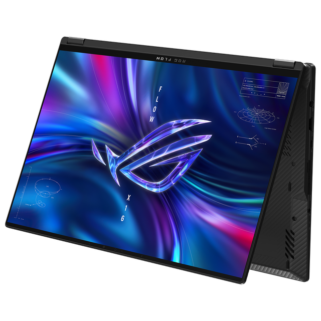 Rog Flow X16 in Tent Mode With Vivid Nebula Hdr Display 